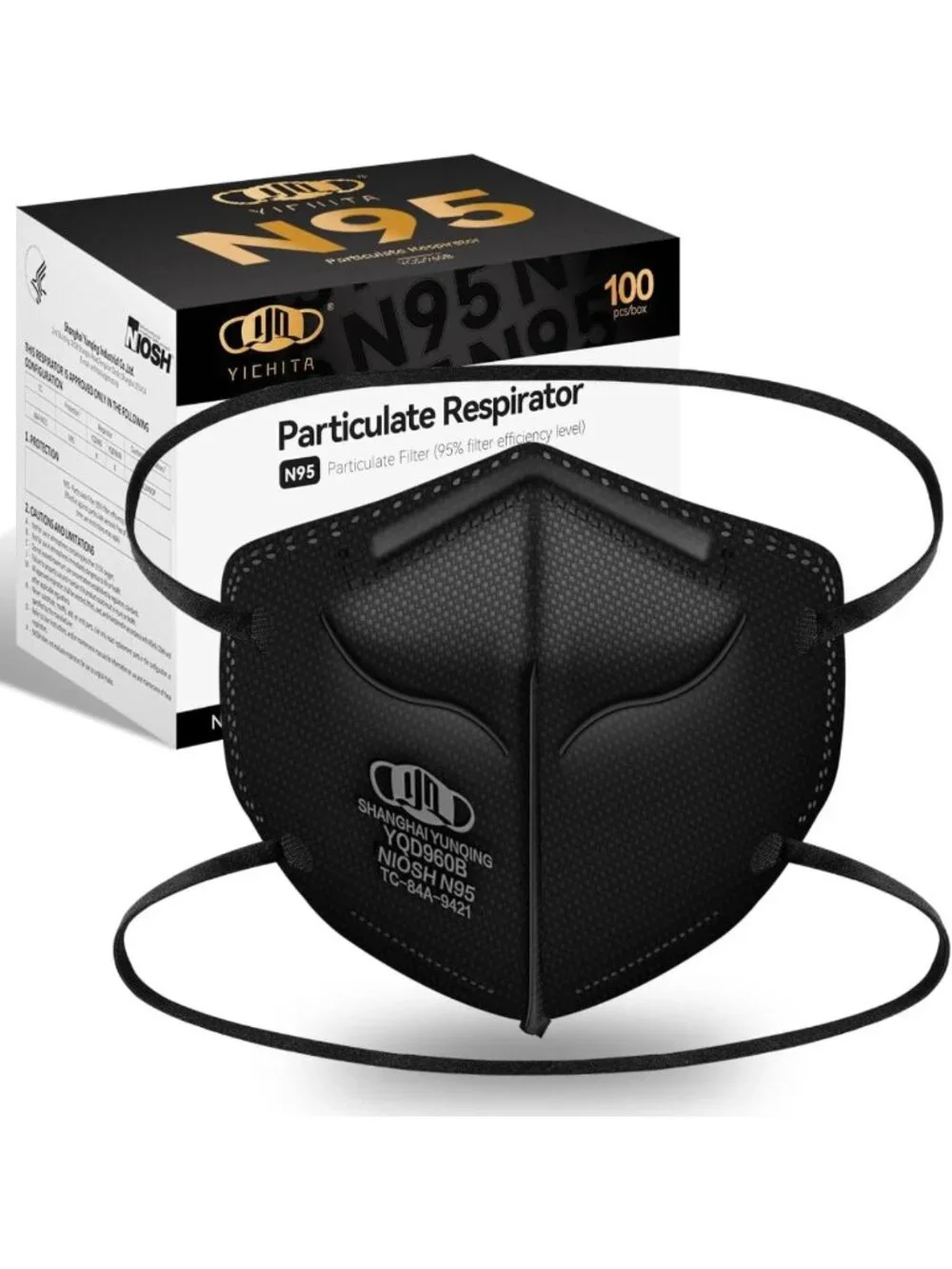 N95 Respirator Face Masks - NIOSH Approved, 100-Pack, Individually Wrapped